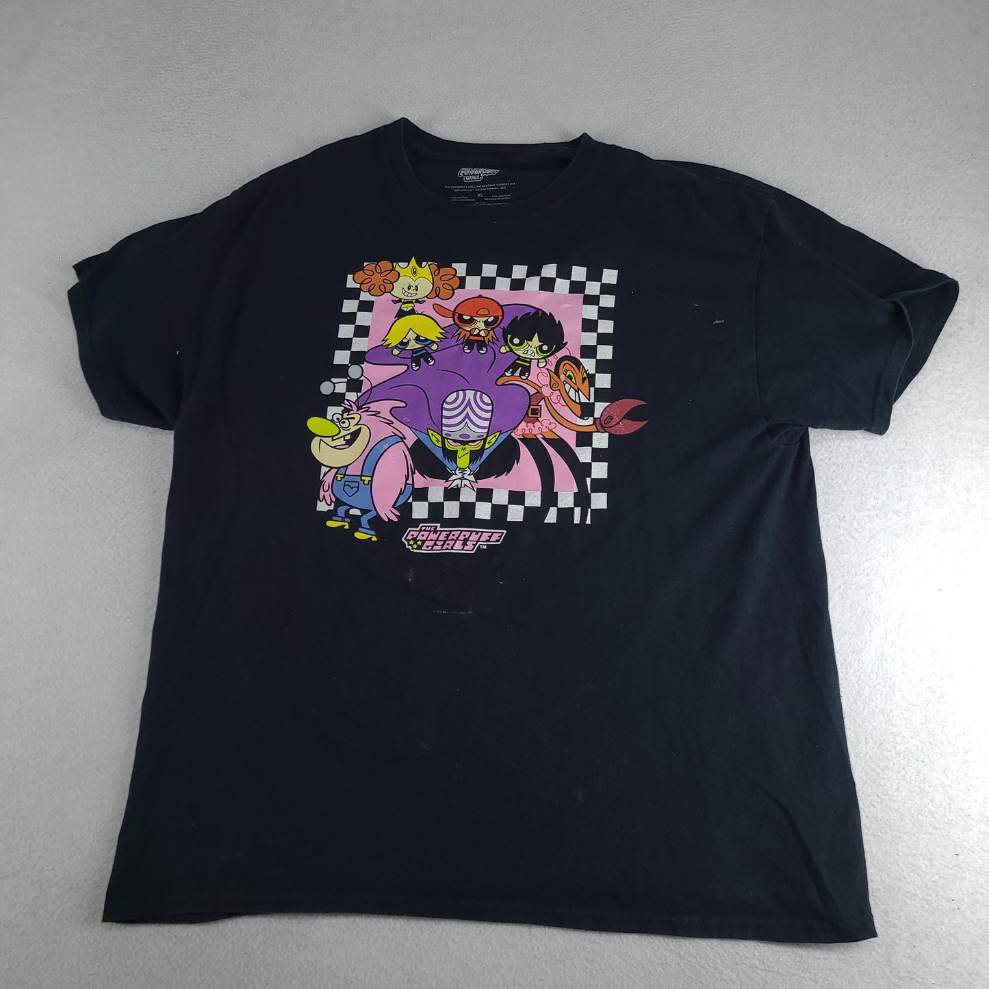 Powerpuff Girls Shirt Black Graphic Tee Modern Recommerce Size XL Cotton Casual Adult