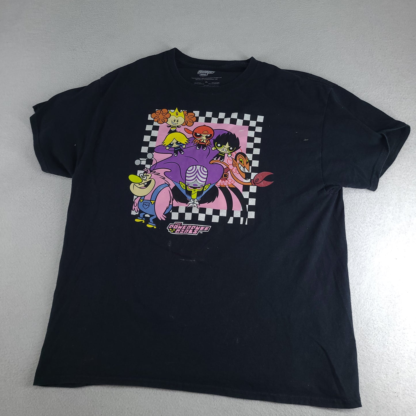 Powerpuff Girls Shirt Black Graphic Tee Modern Recommerce Size XL Cotton Casual Adult